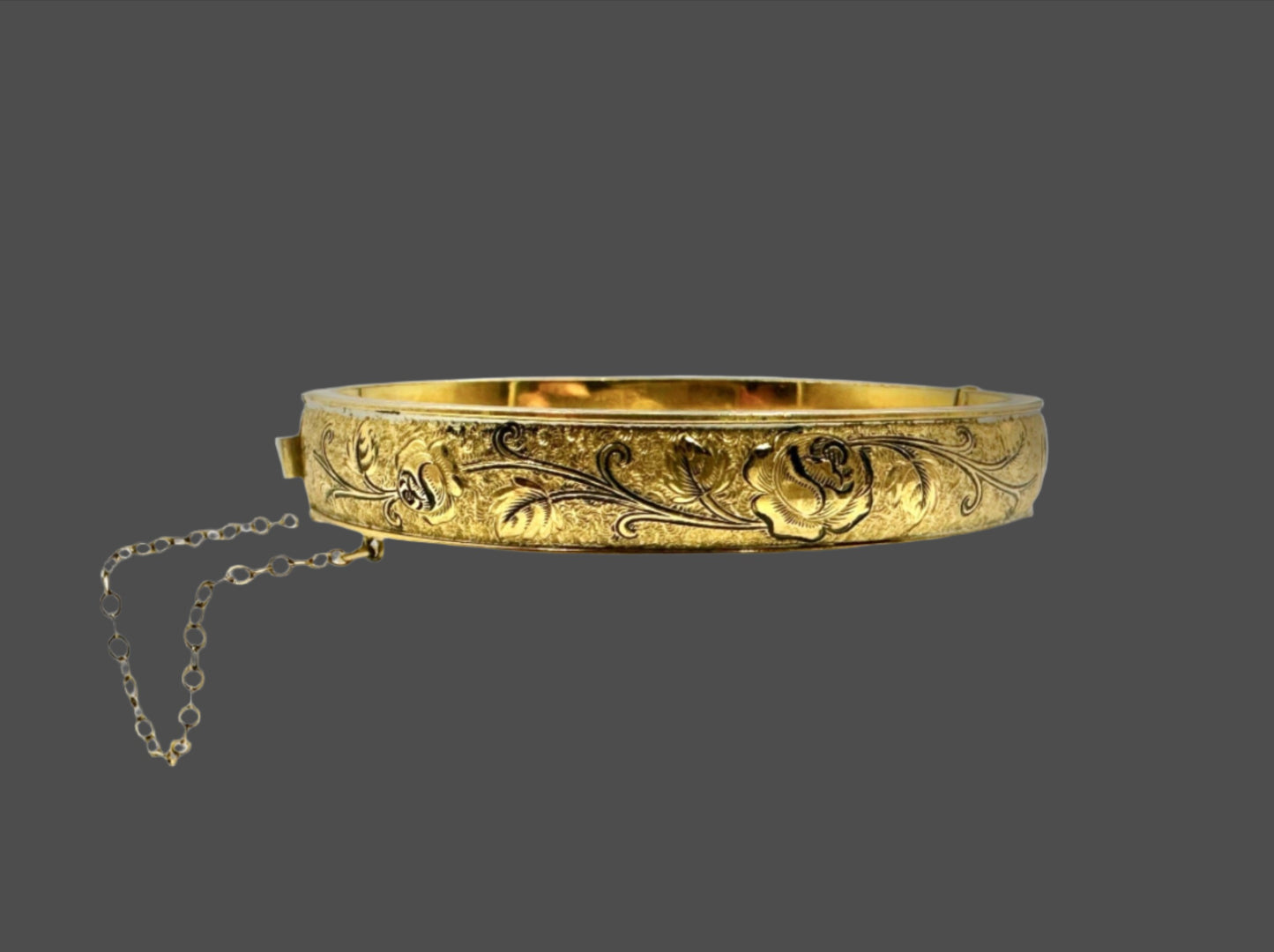 Victorian Bengle Bracelet 12k Gold Fill with Safety Chain