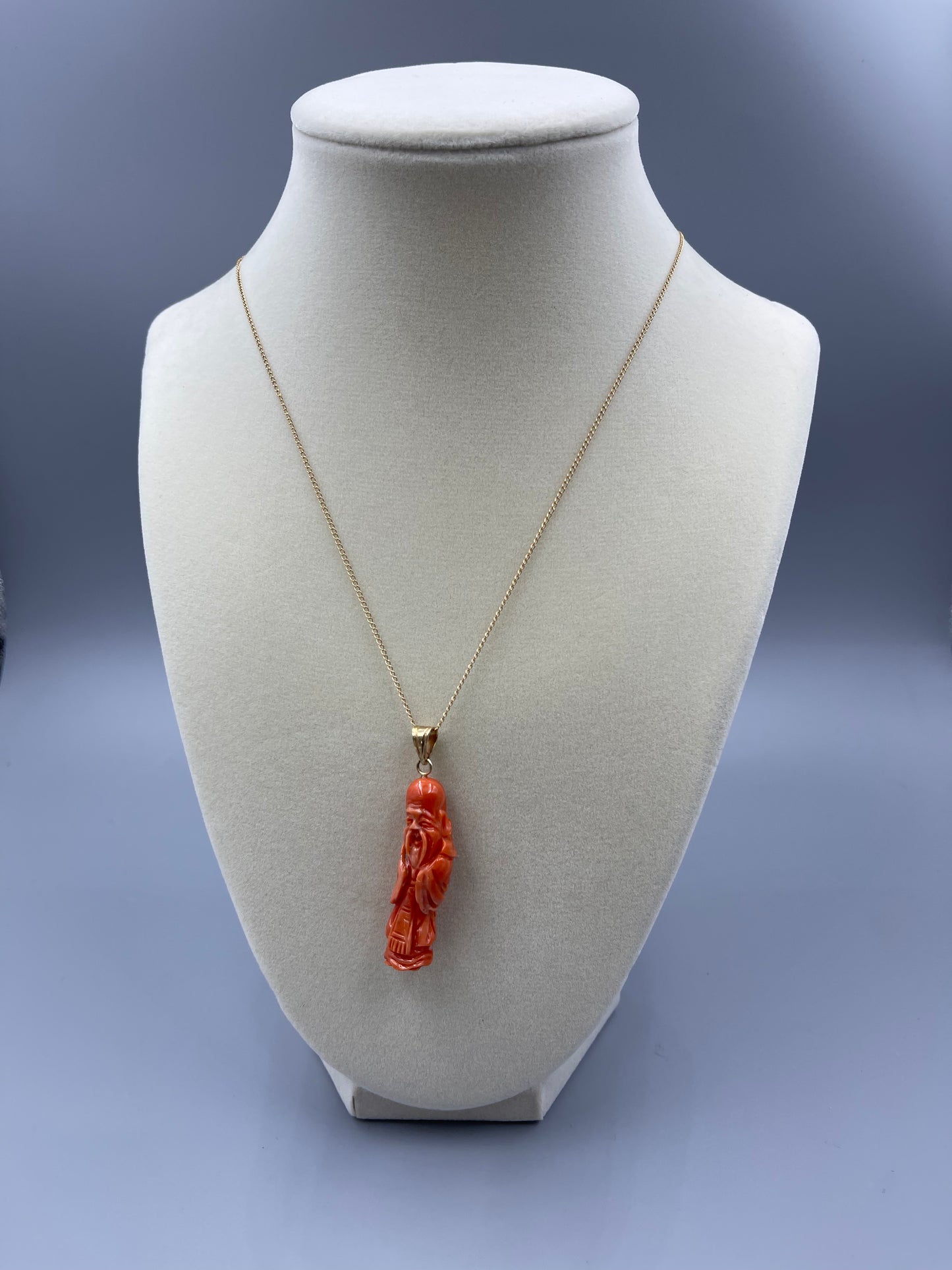 14k yellow gold Coral pendant necklace