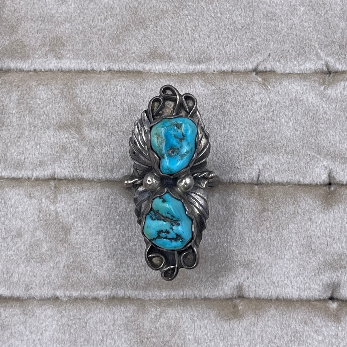 Turquoise & Leaves ring