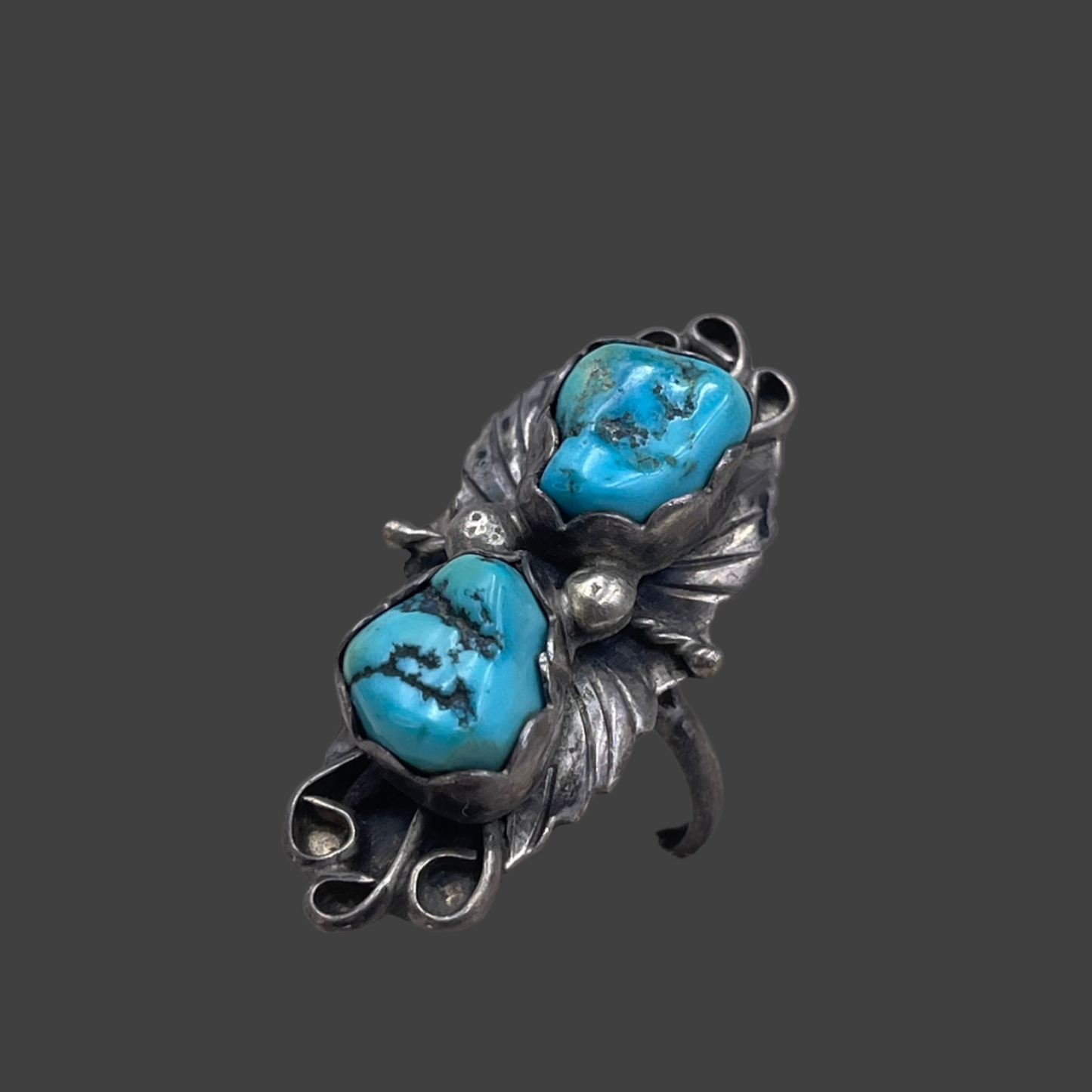 Turquoise & Leaves ring