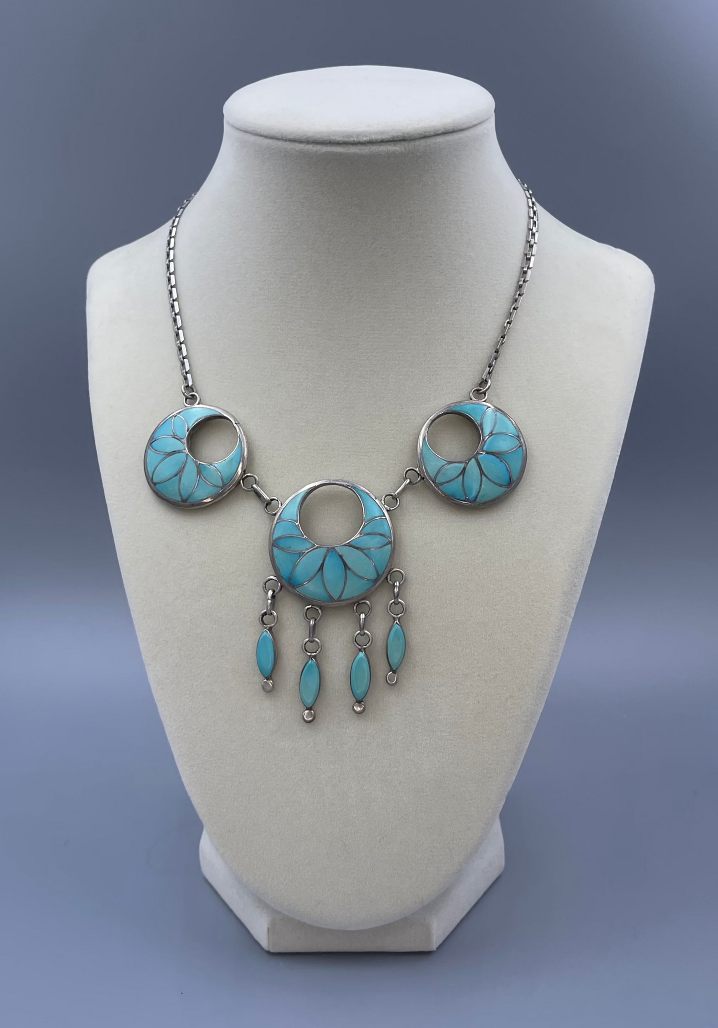 Turquoise triple pendant necklace