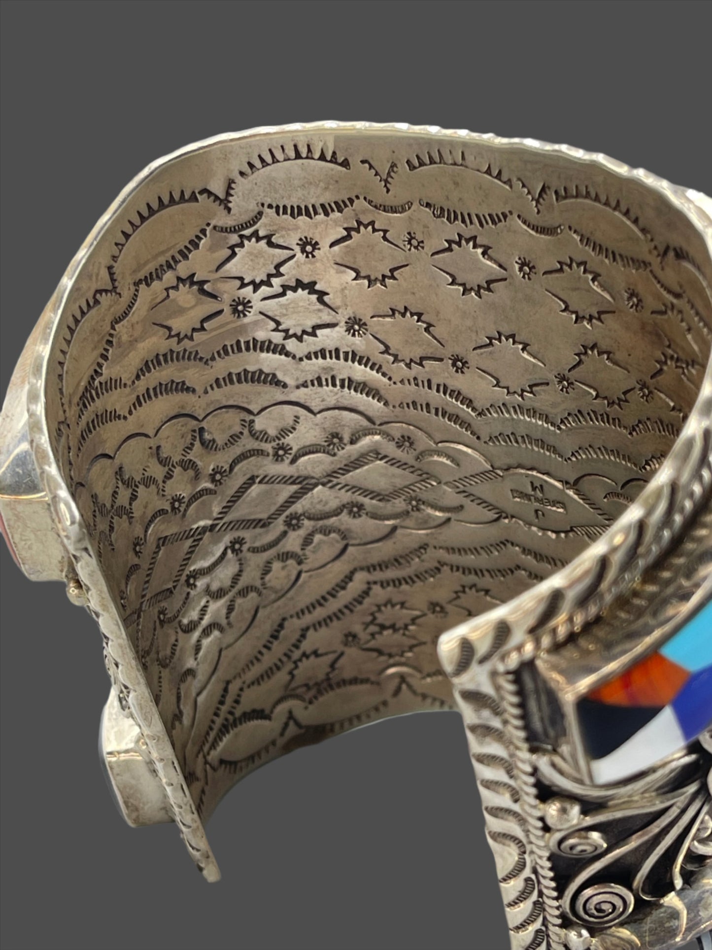 Native American Hand Carved Turquoise Cuff