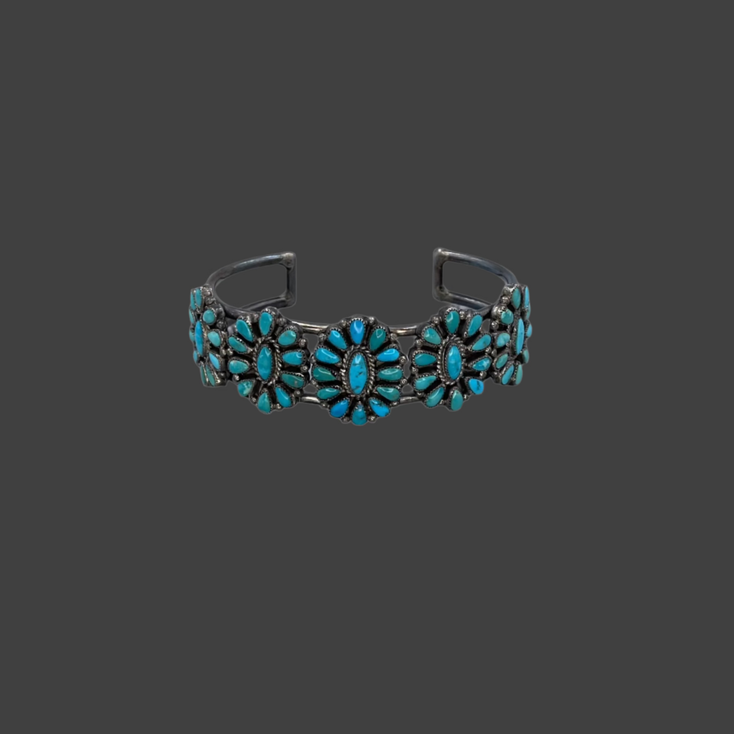 Floral Cluster Turquoise Cuff