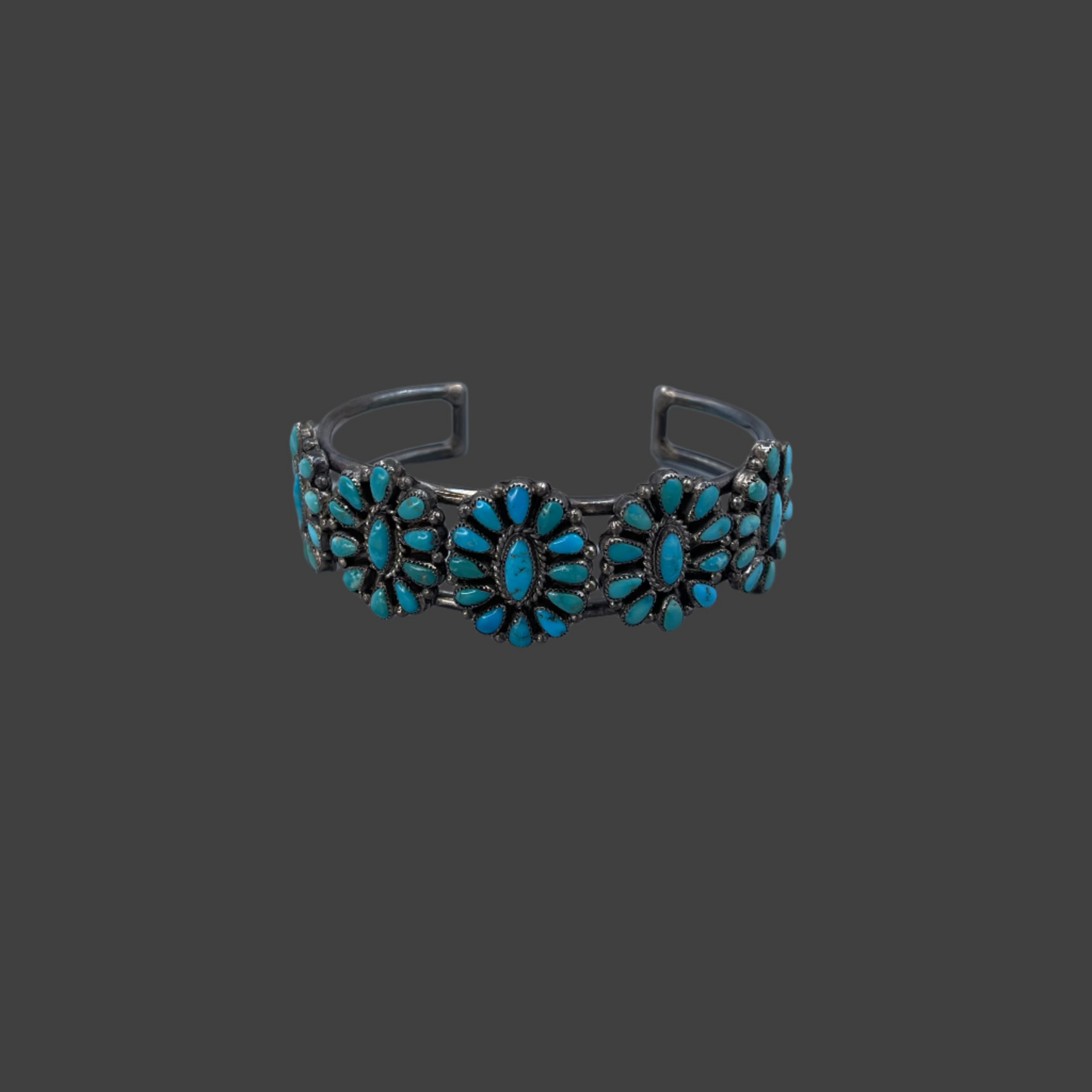 Floral Cluster Turquoise Cuff