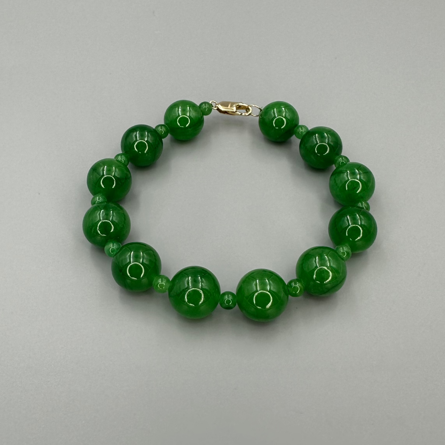 Circle bead Jade 14K gold bracelet