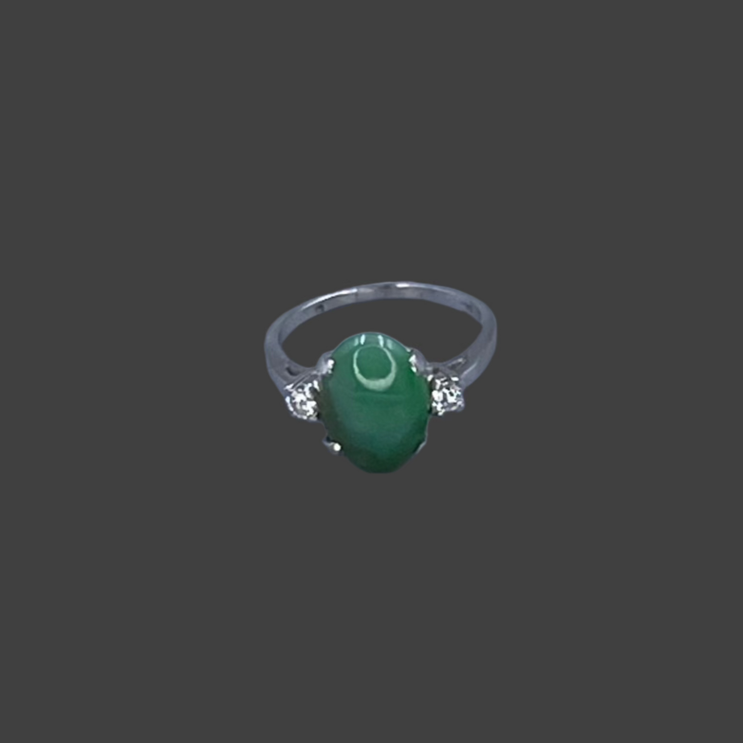 Jade white gold ring