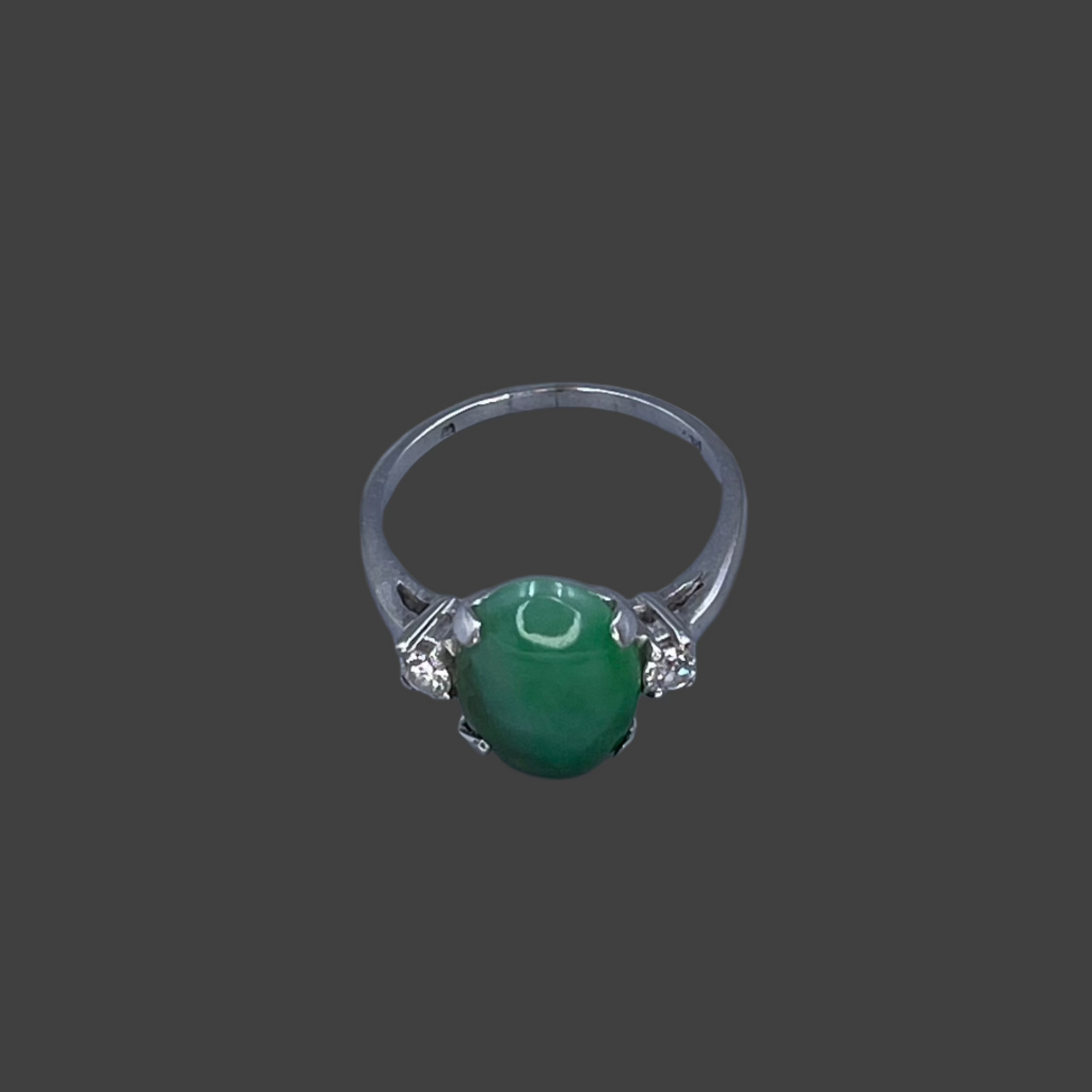 Jade white gold ring