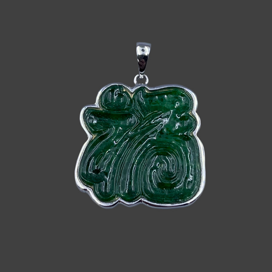 18k white gold jade pendant