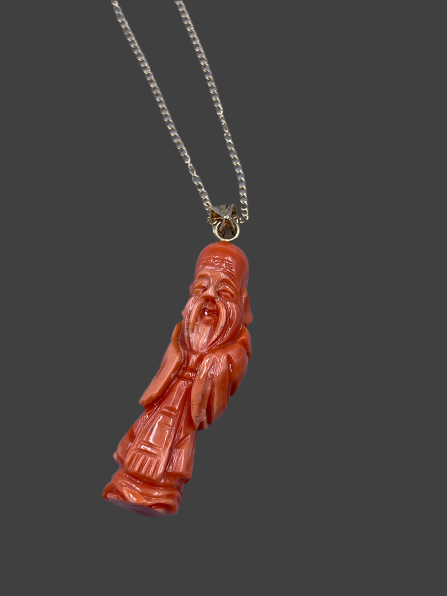 14k yellow gold Coral pendant necklace