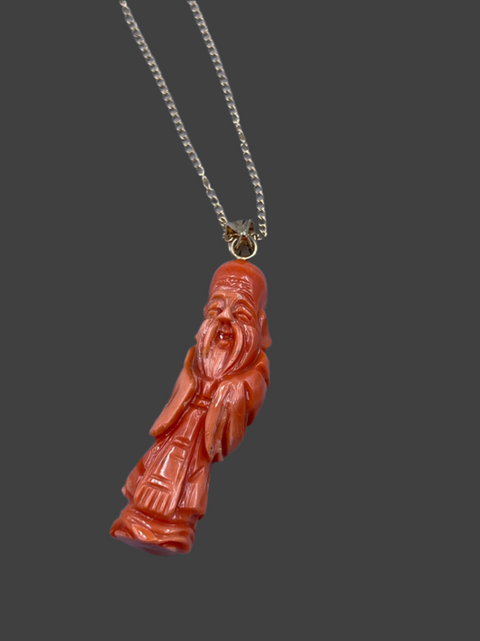 14k yellow gold Coral pendant necklace