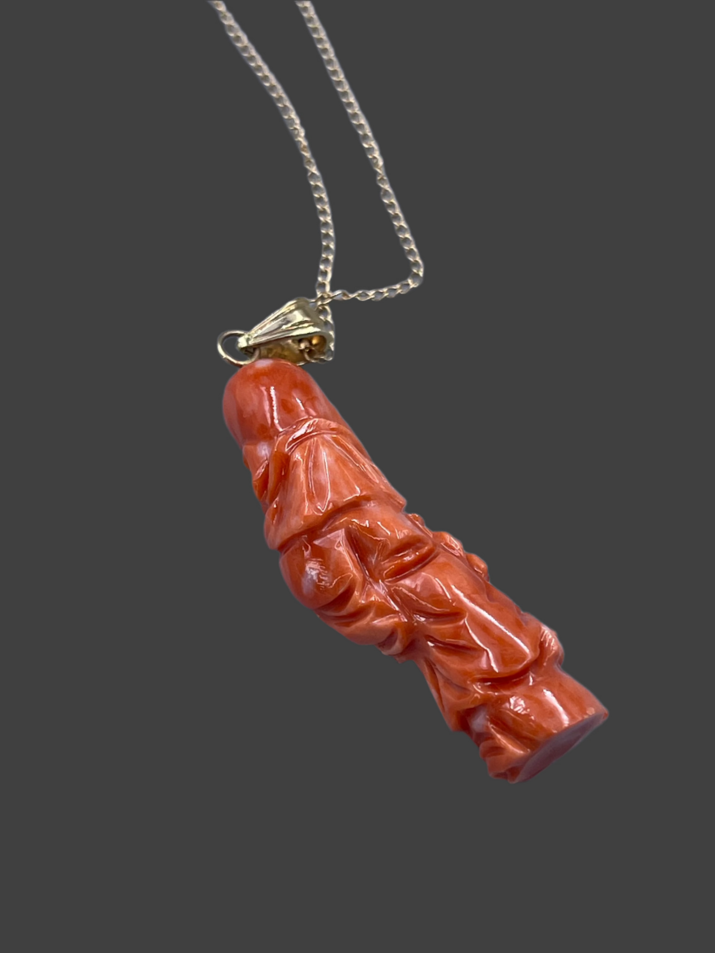 14k yellow gold Coral pendant necklace