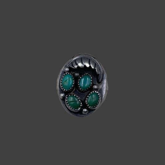 Small Green Turquoise & Leaves ring