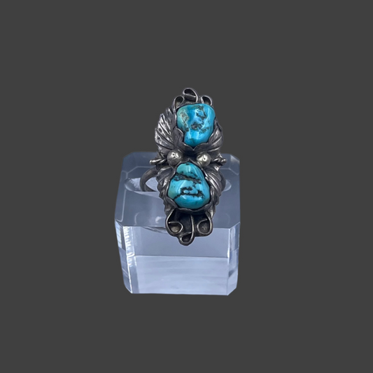 Turquoise & Leaves ring