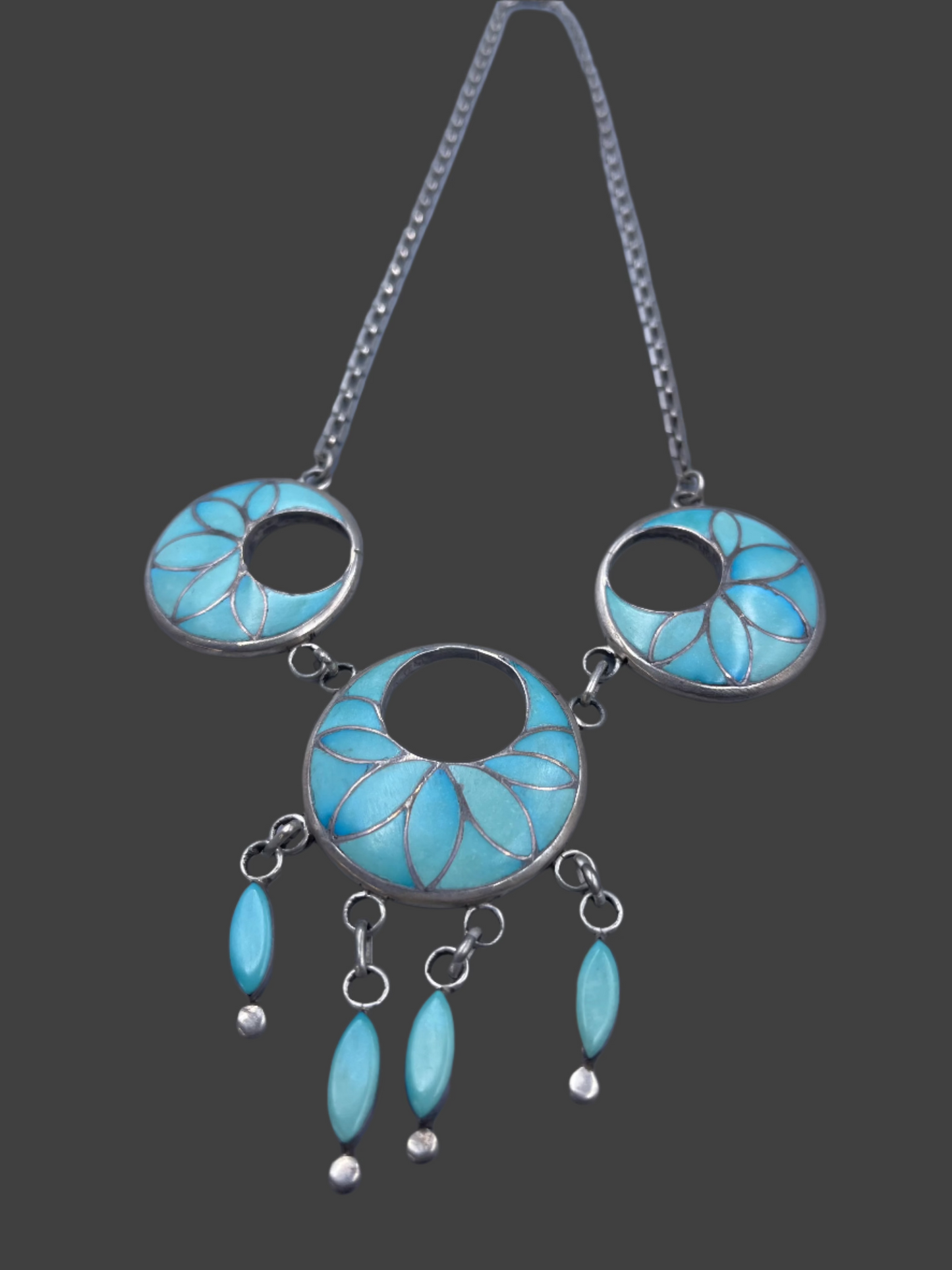 Turquoise triple pendant necklace