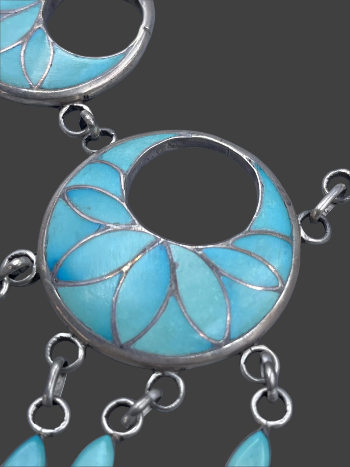 Turquoise triple pendant necklace