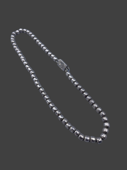 Vintage Sterling Silver Beaded Necklace