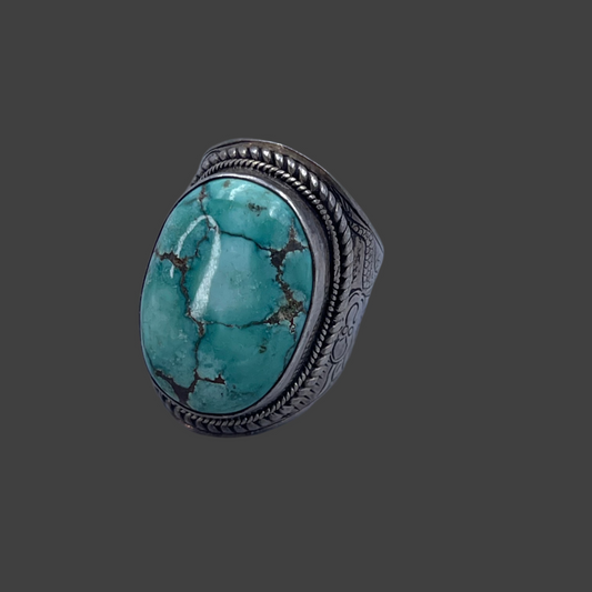 Large turquoise rope detail ring
