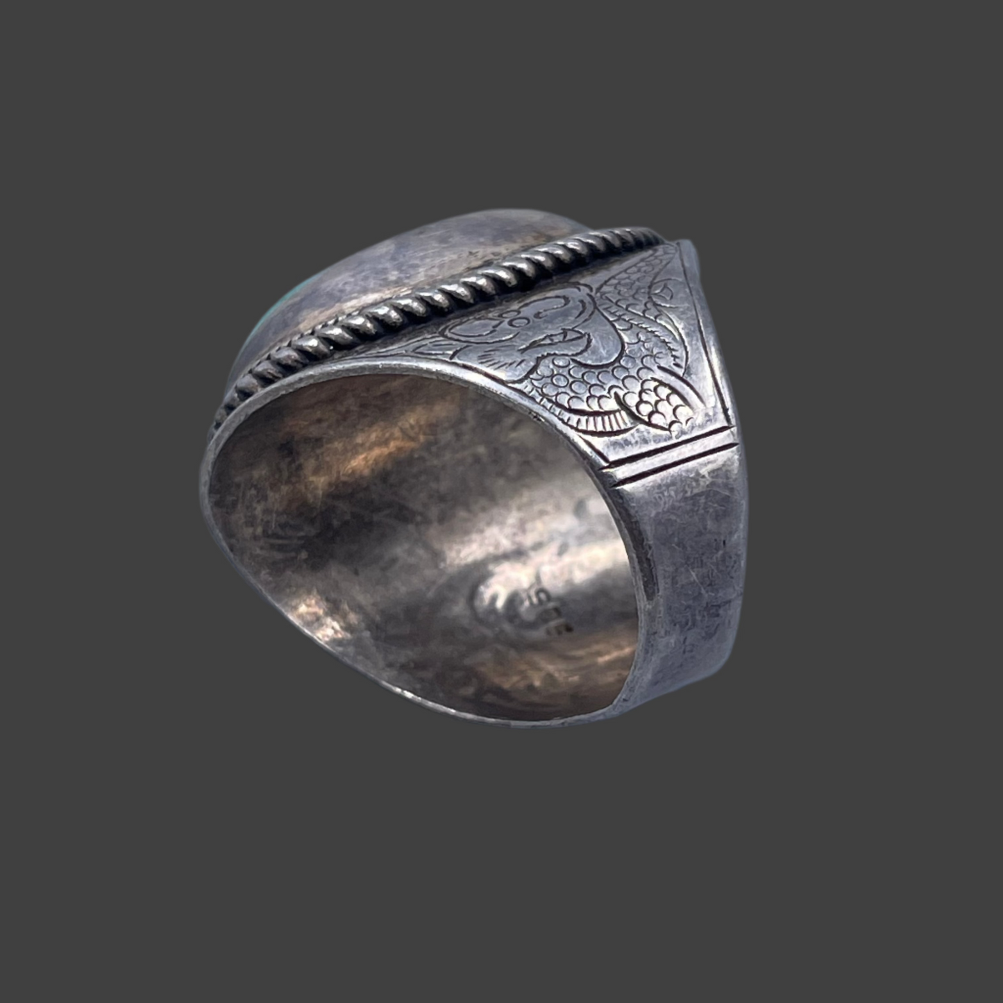 Large turquoise rope detail ring