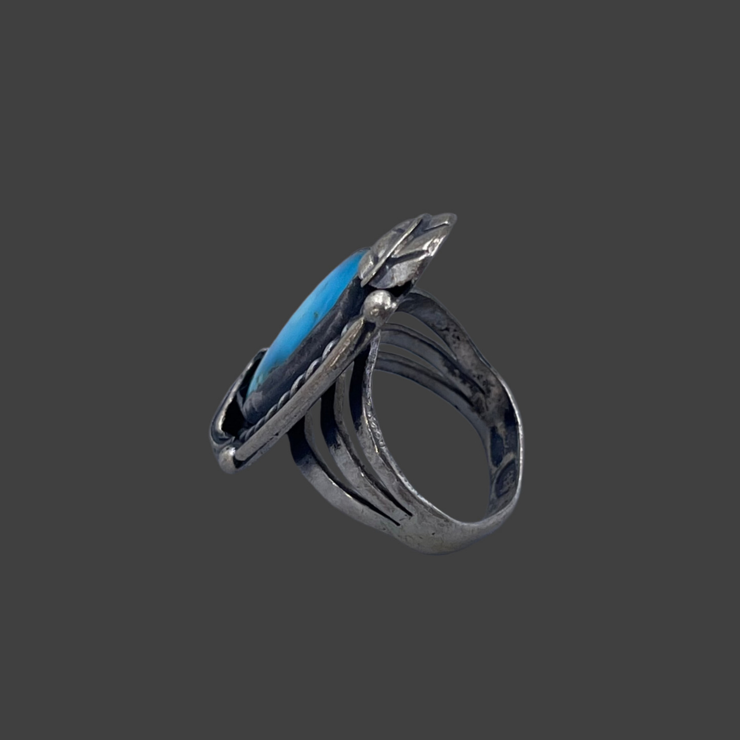 turquoise rope & 2 feather detail ring