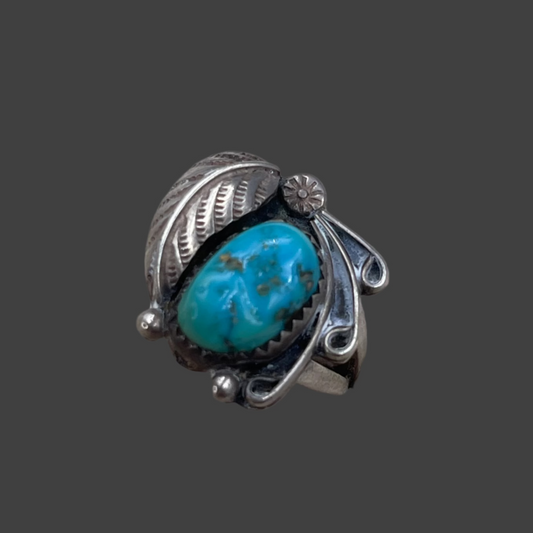 Small Turquoise & Feather ring