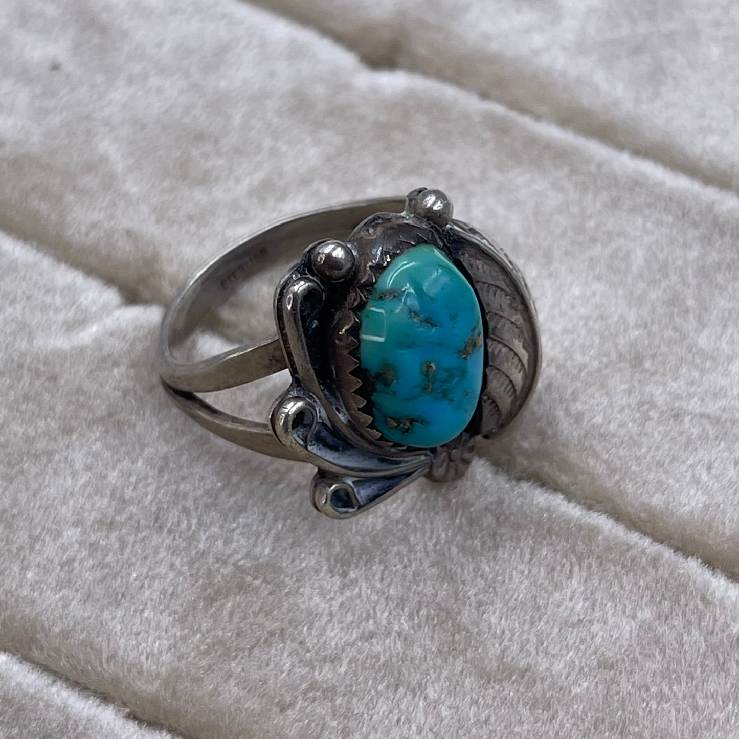 Small Turquoise & Feather ring