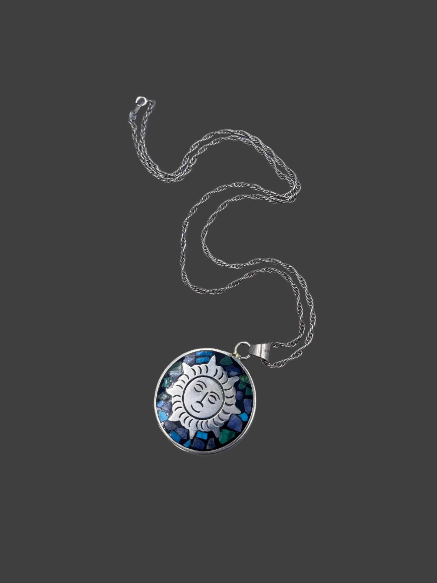 Sun Pendant with inlay turquoise