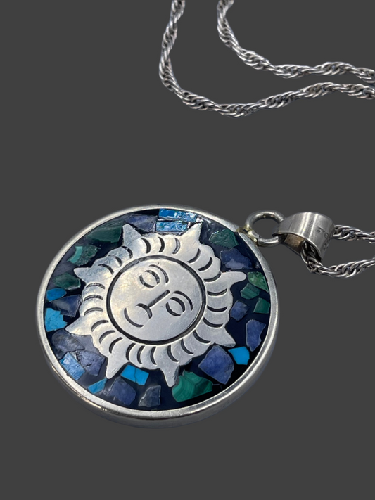 Sun Pendant with inlay turquoise