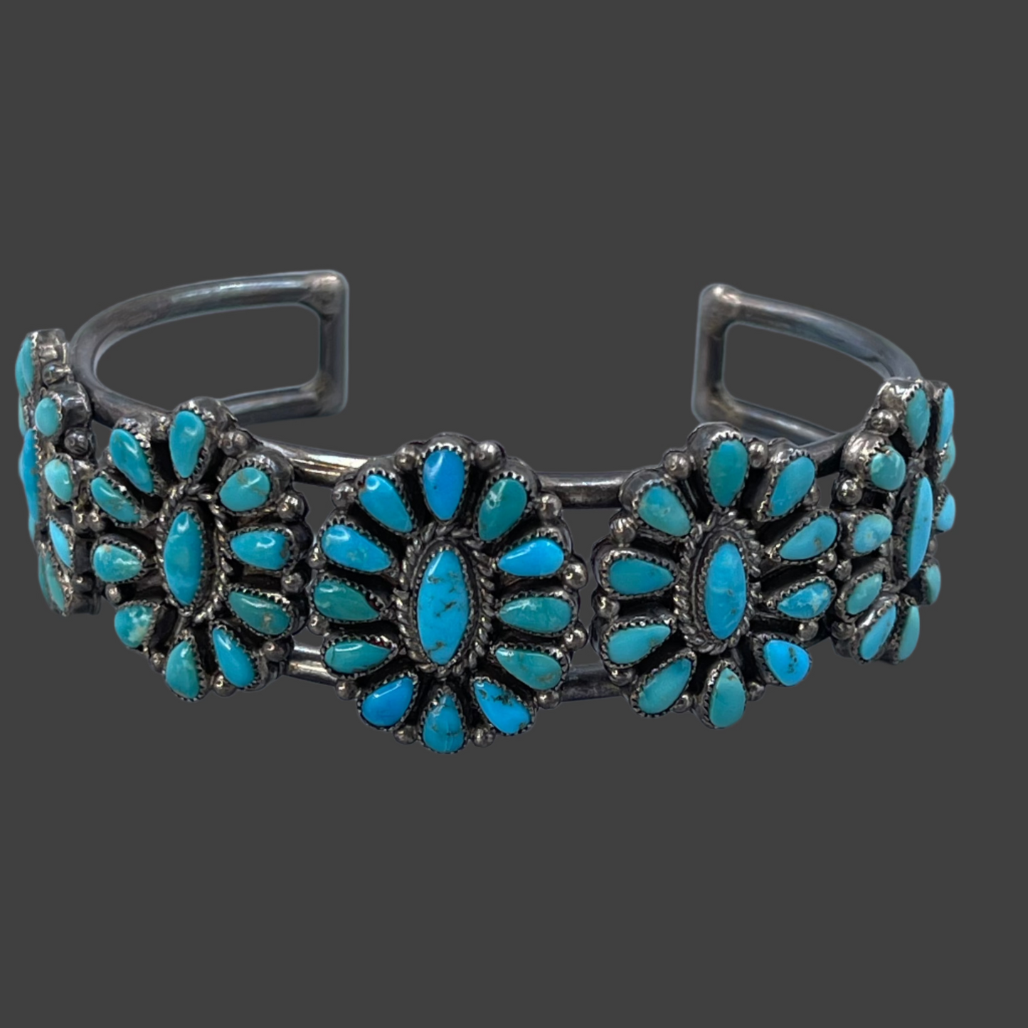Floral Cluster Turquoise Cuff