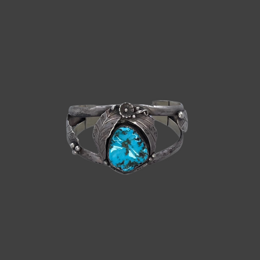 Turquoise and feather setting cuff