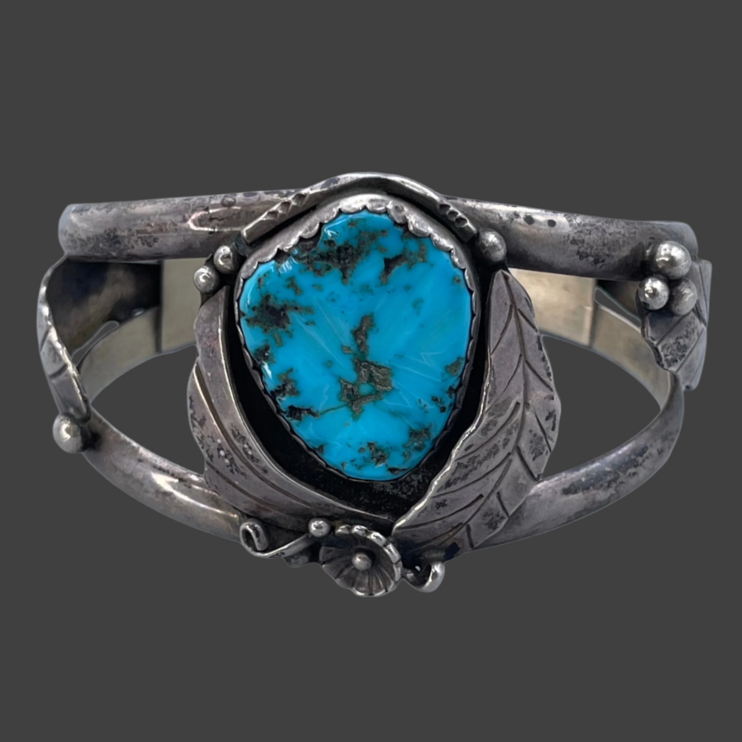 Turquoise and feather setting cuff