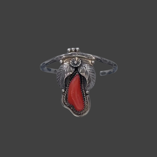 Large Coral Floral Cuff