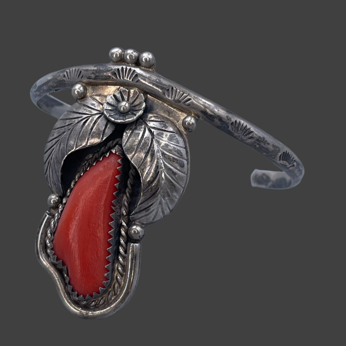 Large Coral Floral Cuff