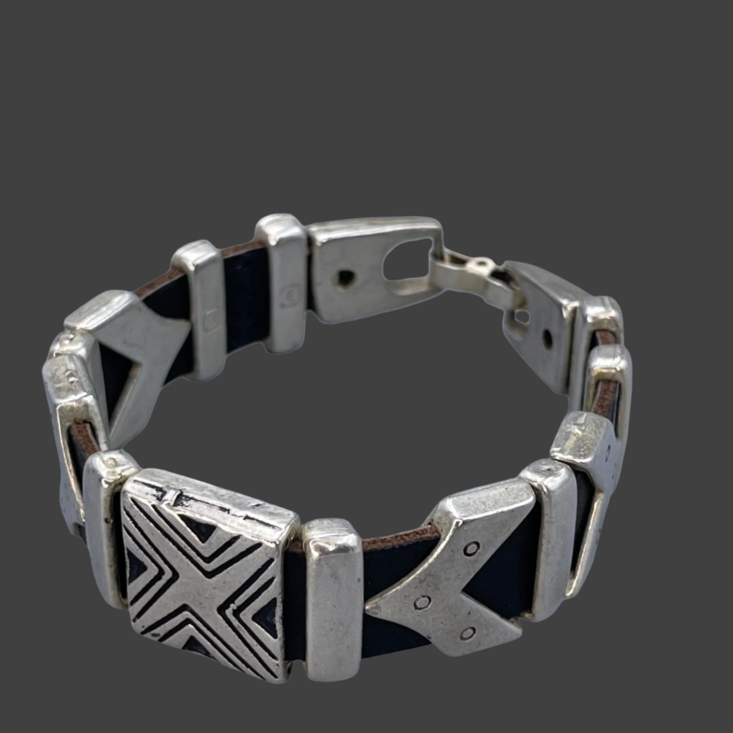 Silver and Leather Bracelet