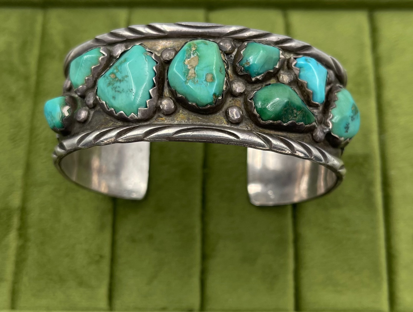 Irregular green turquoise cuff